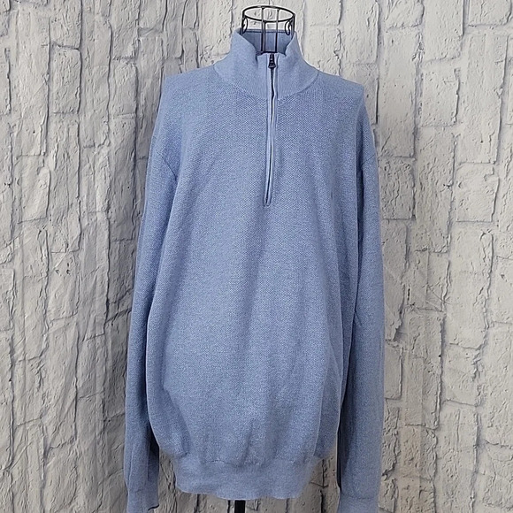 POLO RALPH LAUREN Blue 1/2 Zip‎ Pima Cotton Men's Pullover Sweater XXL/TTG - Picture 1 of 7